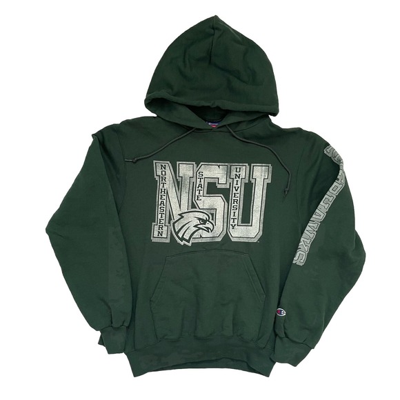 Champion Tops - NSU Northeastern State University RiverHawks Hoodie Green Size Small‎
